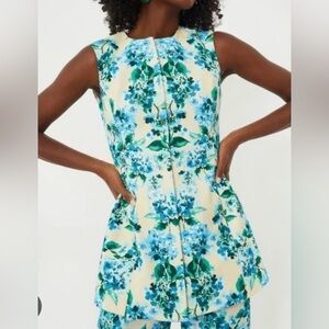 Tuckernuck rhoda sleeveless tunic top size 4 water’s edge hydrangea floral blue